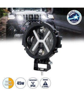 GLOBOSTAR® JEEPPRO 85416 Προβολάκι LED 45W 4500lm 30° DC 9-36V Αδιάβροχο IP68 Ρυθμιζόμενο Λευκό CCT - CREE COB Chip - Μ17.5x Π8.5 x Υ20cm - 2 Χρόνια Εγγύηση